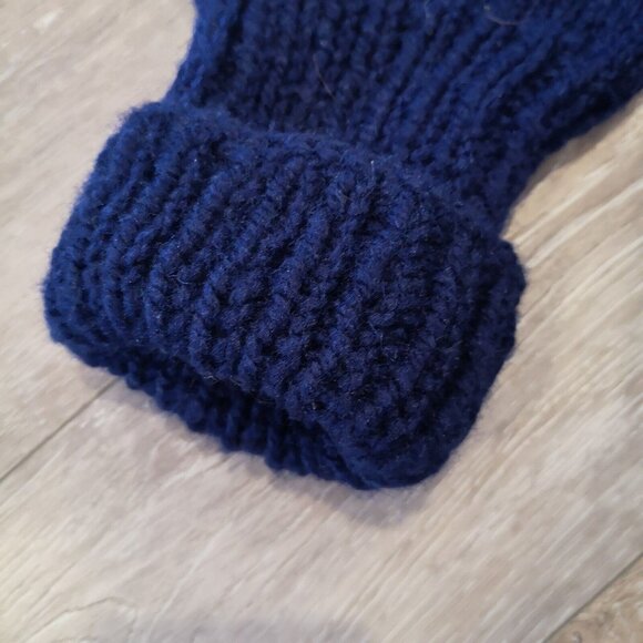 Vintage Wool Fair Isle Sweater Hand Knit Chunky Blue White Men's M Wom L Lovely - Picture 4 of 16